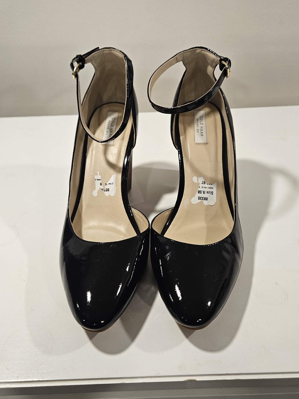 Cole Haan Black Patent Ankle-Strap Pumps